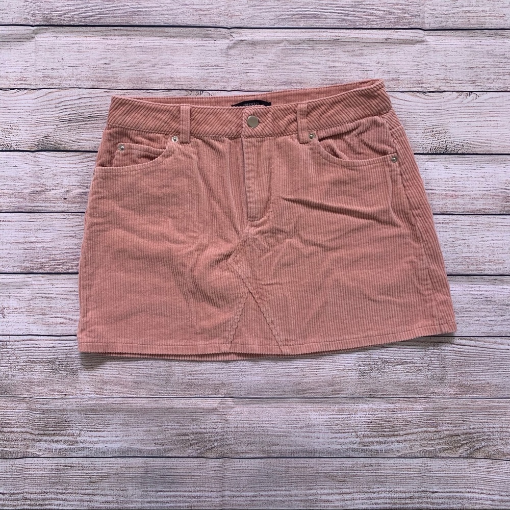 Pink corduroy mini skirt
